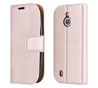 PIXFAB - Custodia in pelle per Nokia 105 (2017), con chiusura magnetica, design a libro, con slot per schede e cavalletto, per Nokia 105 (2017), colore: Oro rosa
