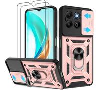 PIXFAB Custodia per Honor X6C con 2 pellicole protettive per lo schermo in vetro temperato, custodia antiurto con protezione per obiettivo della fotocamera, anello protettivo per telefono con
