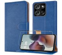 PIXFAB Custodia per Motorola Moto G86 5G con 1 pellicola proteggi schermo in vetro, chiusura magnetica a libro [protezione RFID e 3 slot per schede] e [cavalletto], custodia a portafoglio in pelle per