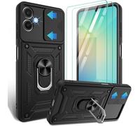 PIXFAB Custodia per Samsung Galaxy A06 con 2 pellicole protettive per lo schermo in vetro temperato, custodia antiurto con protezione per obiettivo fotocamera, anello protettivo per telefono con