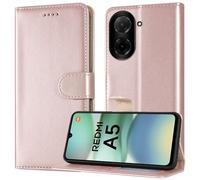 PIXFAB Custodia per Xiaomi Redmi A5, custodia a portafoglio in pelle, custodia magnetica a libro [protezione RFID e 3 slot per schede] e [cavalletto] custodia per Xiaomi Redmi A5 - oro rosa