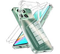 PIXFAB Custodia trasparente per Honor X6C con 2 pellicole protettive in vetro temperato, antiurto, ultra sottile, antigraffio, in gel di silicone, custodia protettiva trasparente