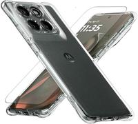 PIXFAB Custodia trasparente per Motorola Moto G56, con 1 pellicola protettiva in vetro temperato, antiurto, ultra sottile, antigraffio, in gel di silicone, custodia protettiva trasparente