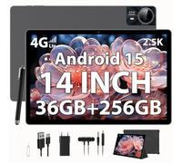 PIXGOOD 2.5K Android 15 Tablet 14 pollici, 4G Lte Double SIM/5G WiFi, 2240 x 1400, 11580mAh, 36GB RAM+256GB ROM, 4 altoparlanti, Octa-Core, 13MP+8MP, Tablet in offerta con Custodia/GPS (Grigio)