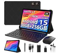 PIXGOOD 2025 2K Tablet 11 Pollici con Android 15, 36GB+256GB, INCLL 2000 * 1200, Octa Core, 13MP+8MP, WidevineL1/9000mAh/5G WiFi/BT5.0/OTG/GPS- Tablet in offerta con tastiera (Nero)