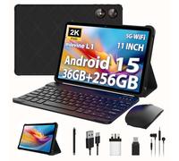PIXGOOD 2025 2K Tablet 11 Pollici con Android 15, 36GB RAM+512GB ROM, 4G SIM LTE+5G WiFi, 2000 * 1200, Octa Core, 13MP+8MP, WidevineL1/9580mAh/BT5.0/OTG/GPS-Tablet in offerta con tastiera (Nero)