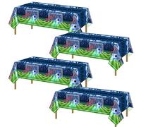 PIXHOTUL 4 Pezzi Tovaglie Da Calcio, Copritavoli in Plastica Per Feste Di Calcio Decorazioni Per Feste Di Calcio Per Compleanni Di Uomini Ragazzi, Giornata Di Partita Di Calcio, 130 X 220 Cm