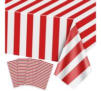 PIXHOTUL 4 tovaglie per carnevale, strisce rosse e bianche, tovaglia in plastica rossa, a tema circo, decorazioni per feste di carnevale, film night, compleanno dei bambini, picnic, 130 x 220 cm