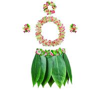 PIXHOTUL Grass Hula Rock e Hibiscus Leis Set costumi hawaiani per feste in spiaggia Luau