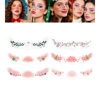 Pixie Dust Festive Christmas Face Stickers, Temporary Metallic Tattoos Stickers Sparkle Makeup Freckles Decoration, Cute Sticker Holiday Party Musical Festival Rave Accessories