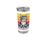 Pixiebob Cat 4th Of July Merica American Mericat Cats Lovers Bicchiere termico in acciaio inox doppia parete