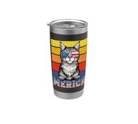 Pixiebob Cat 4th Of July Merica American Mericat Cats Lovers Bicchiere termico in acciaio inox doppia parete