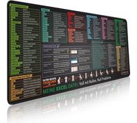 Pixiecube Excel Shortcuts unterlage Deutsch | Tasten-Mauspad | erweitertes großes XL-Spickzettel Gaming-Mauspad | PC-Büro-Spreadsheet Tastaturmatte | rutschfeste genähte Kanten