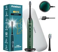 PixieDent Onyx spazzolino elettrico con 4 spazzole di ricambio, 5 modalità di funzionamento, spazzolino sonico, custodia da viaggio, 4 livelli di potenza, spazzolini a ultrasuoni con timer, sensore di