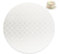 PixiPy Sottotorta - 36 cm/14 pollici, rotondo, bianco - Vassoio per tamburo in cartone - Base per esposizione di torte a più livelli - Cerchio con fondo spesso