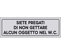 PIXLEMON Adesivo cm 15x5 Siete PREGATI di Non Gettare ALCUN Oggetto nel W.C.
