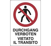 PIXLEMON Adesivo cm 30x20 DURCHGANG VERBOTEN Vietato Il TRANSITO