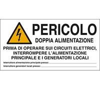 PIXLEMON Adesivo cm 8,2x4,2 n° 16 Pericolo Doppia Alimentazione Prima di OPERARE sui CIRCUITI ELETTRICI, INTERROMPERE L'ALIMENTAZIONE Principale E I GENERATORI Locali...