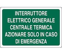 PIXLEMON Cartello Alluminio cm 18x12 Interruttore Elettrico Generale Centrale Termica AZIONARE Solo in Caso di Emergenza
