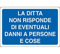 PIXLEMON Cartello Alluminio cm 18x12 LA DITTA Non RISPONDE di EVENTUALI Danni A Persone E Cose