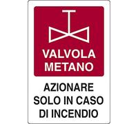 PIXLEMON Cartello Alluminio cm 18x12 VALVOLA METANO AZIONARE Solo in Caso di Incendio