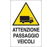 PIXLEMON Cartello Alluminio cm 30x20 ATTENZIONE Passaggio Veicoli