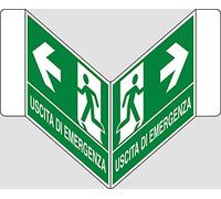 PIXLEMON Cartello Alluminio cm 30x20 bifacciale a V Uscita di Emergenza