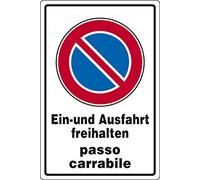 PIXLEMON Cartello Alluminio cm 30x20 Ein-und Ausfahrt freihalten Passo carrabile