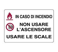 PIXLEMON Cartello Alluminio cm 30x20 in Caso di Incendio Non Usare L'ASCENSORE Usare Le Scale