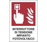 PIXLEMON Cartello Alluminio cm 30x20 Interruttore di Tensione IMPIANTO FOTOVOLTAICO