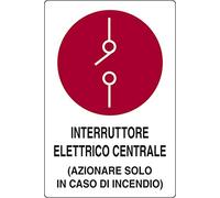 PIXLEMON Cartello Alluminio cm 30x20 Interruttore Elettrico Centrale (AZIONARE Solo in Caso D'INCENDIO)