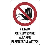 PIXLEMON Cartello Alluminio cm 30x20 Vietato OLTREPASSARE Allarme PERIMETRALE Attivo!