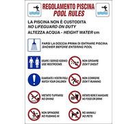PIXLEMON Cartello Alluminio cm 70x50 REGOLAMENTO Piscina Pool Rules...
