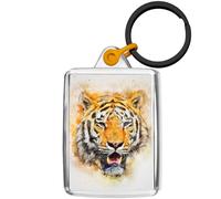 Pixly® Portachiavi con tigre, regalo divertente per lui e lei, Trasparente, M