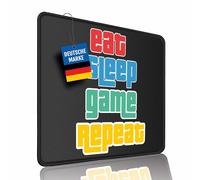 pixly® Tappetino Mouse XXL Ufficio & Gaming - Tappetino Antiscivolo per PC Gamer, Tastiera & Scrivania - Sottomano per Ufficio e Smart Working (Eat Sleep Smoke Repeat, 300 x 250 mm)