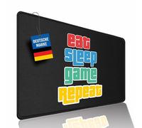 pixly® Tappetino Mouse XXL Ufficio & Gaming - Tappetino Antiscivolo per PC Gamer, Tastiera & Scrivania - Sottomano per Ufficio e Smart Working (Eat Sleep Smoke Repeat, 900x 400 mm)