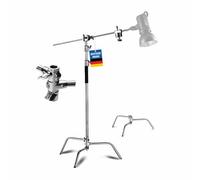 pixly® Treppiede in acciaio inox; treppiede professionale regolabile con braccio per studio fotografico e video; treppiede per illuminazione con base per tartaruga e testa di maniglia; treppiede 96