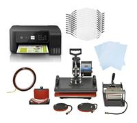 PixMax - Kit per Sublimazione Pressa a Caldo Termopressa Transfer - 5 in 1 & Stampante Sublimatica ECO Tank & 10 Mascherine Personalizzabili