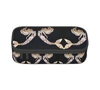 PIXOLE Astuccio nero con stampa floreale con teschio, astuccio per matite, astuccio per cancelleria per scuola e ufficio, astuccio per adulti, Sirena nera., Taglia unica, Organizer per borse
