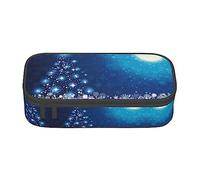 PIXOLE Astuccio nero con stampa floreale con teschio, astuccio per matite, astuccio per cancelleria per scuola e ufficio, astuccio per adulti, Fiocco di neve blu, Taglia unica, Organizer per borse