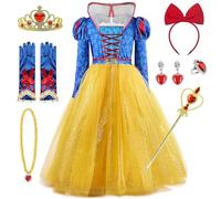 PIXUYE Costume da principessa Biancaneve con accessori per Halloween, Natale, carnevale, festa di compleanno, mascherata, 150 cm