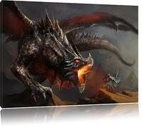 Pixxprint Battaglia tra l'Uomo e Il Drago Stampa su Tela 120x80 cm Artistica murale