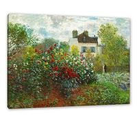 Pixxprint Claude Monet - Des Artister Garten in ArgenteuilEi, dimensioni: 80 x 60 cm, stampa artistica su tela, pronta da parete, decorazione da parete, senza poster