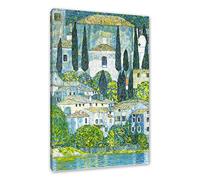 Pixxprint Gustav Klimt - Chiesa di Cassone paesaggio con cipressi, dimensioni: 60 x 40 cm, pronta da parete, decorazione artistica