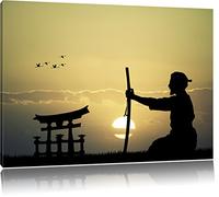 Pixxprint Maestro Samurai Prima di Orizzonte Stampa su Tela 100x70 cm Artistica murale
