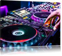 Pixxprint Moderna consolle DJ Illuminato Stampa su Tela 120x80 cm Artistica murale