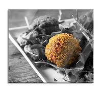 Pixxprint Polpette per insalata e paraspruzzi in vero vetro, 60 x 52 cm