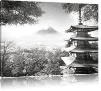 Pixxprint Tempio Giapponese in Autunno Stampa su Tela 100x70 cm Artistica murale