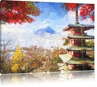 Pixxprint Tempio Giapponese in Autunno Stampa su Tela 100x70 cm Artistica murale