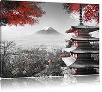 Pixxprint tempio giapponese in autunno Stampa su tela 120x80 cm artistica murale